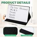 Dunzoom 2 Pcs Portable Small White Board Reusable Dry Erase Board with Stand 9 x 6 Inch Desktop Whiteboard with Markers Wipe Cloths for Office Meeting Home (Black)