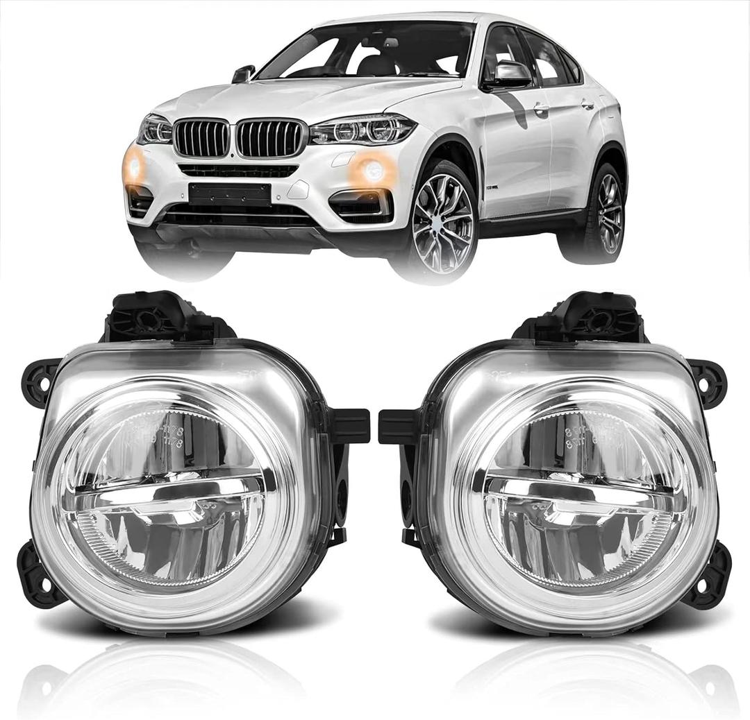 TangMiGe Fog Lights Compatible with BMW X3 F25 2015-2017, X4 F26 2015-2018, X5 F15 2014-2018, X6 F16 2015-2019, 63177317252 63177317251, 1 Pair (Clear)