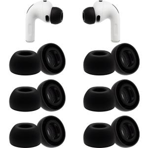 Replacement Ear Tips for AirPods Pro 3 Earbuds, Silicone Earbuds Tips Compatible with AirPods Pro 3rd Generation 2025, 6 Pairs Black (Medium)