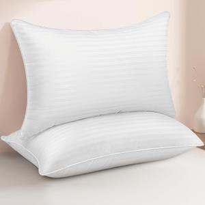 Queen Size Bed Pillows Set of 2 - Breathable Premium Down Alternative Sleeping Pillows for Side, Back, and Stomach Sleepers Fluffy Hotel Quality Soft Microfiber Fill Cooling Skin-Friendly