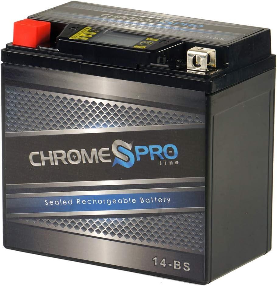 Chrome S Pro iGel YTX14-BS Maintenance-Free, 210CCA, 12V 16Ah Battery Replacement for ATV, Motorcycle, Jet Skis, Scooter, UTV, and More - Nut and Bolt (T3) Terminal