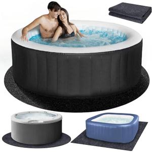 80 * 80 inch Round Inflatable Hot Tub Mat, Outdoor Indoor, Waterproof Slip-Proof Backing, Absorbent Spa Pool Ground Base Flooring Protector for Hot Tub Pool