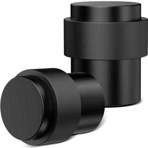 RINJUN 4 Pack Black Door Stoppers for Floor Mounting， Door Stopper Heavy Duty，304 Stainless Steel Cylindrical Made with Rubber Bumper，Floor Mount Door Holder Keep Door Open