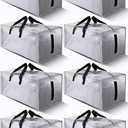 8 Pack Large Strong Bags with Zippers & Carrying Handles - Water-Resistant - Heavy Duty Storage Tote for Space Saving Storage, Fold Flat, Alternative to Moving Box (Silver)