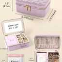 Velvet Travel Jewelry Box with Large Mirror, Double-Layer Jewelry Organizer Case for Women and Girls, Portable Storage Case with 6 Anti-Tarnish Bags Gift Ready for Her (Lavender)