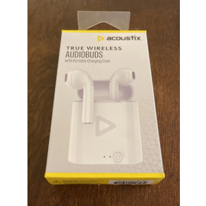 Acoustix TRUE WIRELESS AUDIOBUDS+ W/ Portable Charging Case White