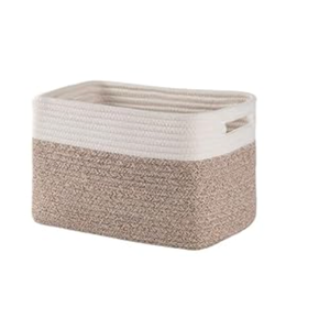 2 Pack Storage Baskets for Organizing, Woven Baskets for Shelves - Perfect for Toys, Books, Towels, and Clothes, Durable Gift Basket Bins Toy Storage, 15.7''Lx11.8''Wx7.8''H, Brown & White