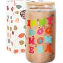 CRASHOT Dog Mom Gifts for Women, Funny Dog Mom Birthday Gift, 16 oz Can Glass Cup with Lid and Straw, Mother's Day Presents for Dog Lovers Sisters Friends