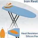 RAINHOL Compact Ironing Board Full Size 43x13 with Extra Thick Padded Cover, Height Adjustable Iron Board with Hanger, Easy to Fold Space Saver Design for Dorm Apartment Small Laundry Rooms, Blue