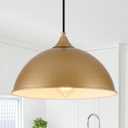 Pendant Lights Kitchen Island, 12" Gold and White Dome Pendant Light Vintage Industrial Hanging Light Fixtures for Dining Room Restaurant Cafe Entryway