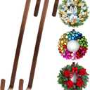 12 Wreath Hanger Over the Door Hooks, Non Scratch Wreath Door Hanger Hooks for Hanging Welcome Sign, Metal Wreath Hangers for Front Door Dcor, Thin Door Hanger for Easter Halloween Home Decoration (12-inch Bronze-2 Pack)