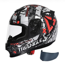 Lightweight and cool modular motorcycle helmet; full-face design with dual anti-fog visors; ECE approved; suitable for men and women; four colored lens options; Size XL.