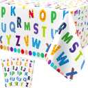 3Pcs Alphabet Plastic Tablecloth, 54 x 108 Inch Educational ABC Alphabet Party Table Cover for Early Learning, Boys and Girls Birthday Party Supplies