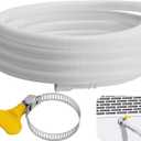 10 Ft Dehumidifier Drain Hose 3/4" FHT- Cuttable Leakproof Dehumidifier Discharge Hose for Drainage- Flexible Universal Corrugated Drain Hose Replacement with Clamp for Most Dehumidifier (White)