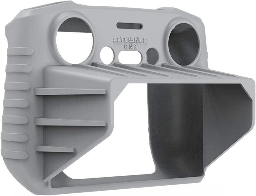 CAPART Silicone Protective Cover with Sun Hood for [DJI RC 2] Controller, Suitable DJI Air 3/Mini 4 Pro Drone, Scratch-Proof Dust-Proof Wear-Proof Non-Slip (with Sunhood - Grey)
