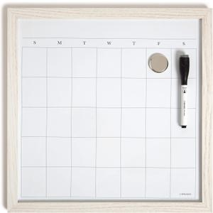 U Brands Rustic Monthly Dry Erase Board with White Wooden Frame, Office Supplies, 14 x 14