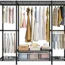Ulif E3 Heavy Duty Garment Rack, 4 Tiers Freestanding Closet Organizer System with 5 Shelves, Metal Closet Organizer and Storage System for Clothes, Max Load 650lbs, Black