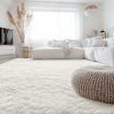 OLANLY 8x11 Machine Washable Large Area Rugs for Living Room, Bedroom, Soft Fluffy Shaggy Bedside Rug, Indoor Floor Carpet for Kids Girls and Boys, Dorms, Nursery, Home Decor Aesthetic, Ivory