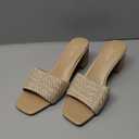 Women's Low Chunky Block Heeled Mules 2025 Slip-On Sandal Heels Square Open Toe One Band Slides Sandals for Women Prom Party Dressy Comfort Casual Pumps Shoes (Size 8, Braided)