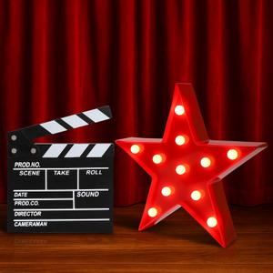 Movie Theater Decor,Film Clapper Board and Light LED Star Sign Movie Props for Night Decorations,Home Room Theater Decor Party Supplies