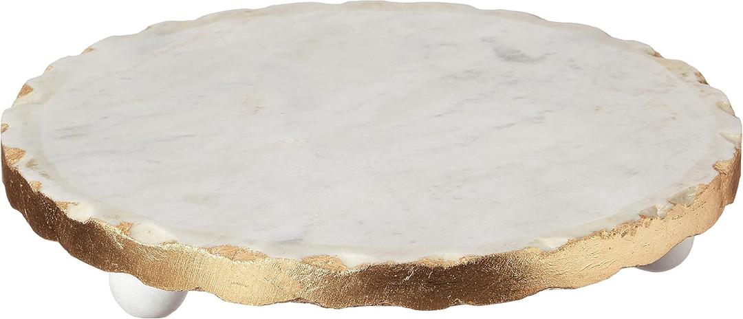 Mud Pie Marble Trivet, 1 1/4" x 8 1/2" dia, Gold