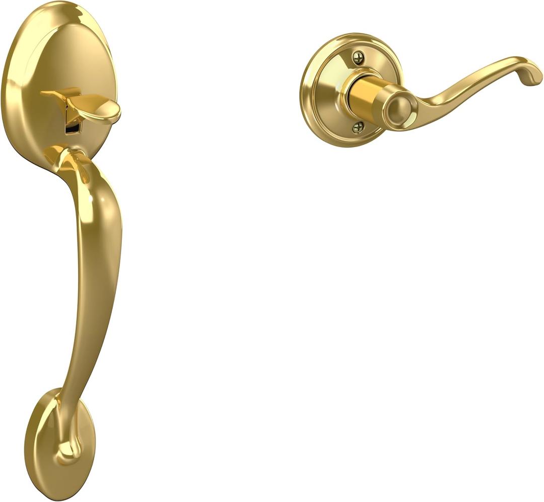 Schlage Lock Company Plymouth Front Entry Handle Flair Left-Handed Interior Lever (Bright Brass) FE285 PLY 505 FLA 605 LH - LOCK FE285 PLY 505 FLA 605 LH (Standard Interior Trim)