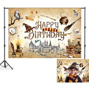 7x5ft Wizard Backdrop Magical Castle Backdrop Magic School Background Girl Kids Baby Shower Banner Wizard Birthday Party Decoration Photo Booth Props LTMBDJ413