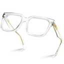 VISOONE Rectangle TR90 Blue Light Blocking Glasses Computer Eyewear with Preppy Look for Women and Men Cougar