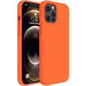 Miracase Compatible with iPhone 12 Pro Max Case, [Soft Anti-Scratch Microfiber Lining], Liquid Silicone Case Gel Rubber Shockproof Drop Protection Phone Case for 12 Pro Max, Orange