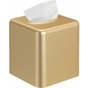 Livelab Tissue Box Cover, Square Metal Tissue Box Holder Modern Decor Facial Napkin Holder Tissue Box Dispenser for Bathroom Vanity Countertop, Living Room, Bedroom, Office - Gold