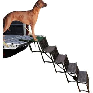 Upgraded Dog Stairs, Metal Frame Foldable Large Dog Step, Lightweight Portable Pet Ladder Ramp for Cars, SUVs and High Bed, 5 Steps