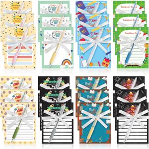 ReliThick 48 Pcs Teacher Appreciation Gifts Set, Sticky Notes with Pens, Bulk Teacher Thank You Gifts for School, End of Year Classroom Rewards(Stylish,Teacher's Day Style)