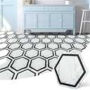 Art3d 29-Pack Hexagon Peel and Stick Flooring Tile Marble Look, Self Adhesive Waterproof Vinyl Floor Tile for Kitchen Bathroom Living Room Bedroom, 11.8" x 10.2" White Marble