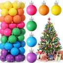 Christmas Ball Ornaments Neon Color Christmas Tree Decorations Xmas Tree Decor Colored Shatterproof Baubles Plastic Holiday Hanging Balls for Christmas Party(60 Pcs,1.18 Inch)