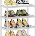 OYREL Shoe Rack Tall, Sturdy Metal Shoe Rack Organizer,Narrow Shoe Racks for Closets,Shoe Stand Shelf (17.1"W x 11.8"D x 78.7"H in 10 tier, White)