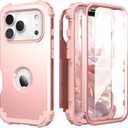 IDweel for iPhone 17 Pro Case with Screen Protector for Women, 3 in 1 Shockproof Slim Fit Hybrid Heavy Duty Hard PC Cover Soft Silicone Bumper Full Body Anti-Fingerprint Case, Rose Gold