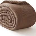 100% Cotton Muslin Blanket King 108" x 90", Breathable and Lightweight Cotton Throw Blanket for Bed, Soft Cooling Summer Gauze Blanket for Adults All Season, Brown (07 - Tan)