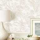 Erfoni 16.9''x197'' Beige Peel and Stick Wallpaper Tropical Leaf Removable Wall Paper Beige Self Adhesive Stick on Wallpaper Modern DIY Contact Paper for Cabinets Accent Wall Waterproof Vinyl Roll