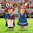 Beeveer 2 Pcs 4th of July Decorations Vintage Patriotic Yard Decor Outdoor 250th Anniversary Memorial Day Yard Sign with Stakes Front Door Hanging Sign for Porch Door Garden Patio Lawn Party Supplies