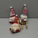 Gehydy Christmas Gnomes Decorations Set of 3 Mini Gnomes Ski with Sled Handmade Scandinavian Tomte Knomes Nomes Santa Xmas Decor for Home Kitchen Farmhouse Tiered Tray