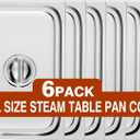 WantJoin Steam Table Hotel Pan Lids - 6 Pack 1/1 1/2 1/3 Full Half Third Size Notched Slotted Cover with Handle for Stainless Steel Metal Tray Set Food Storage Container Commercial Restaurant Warmer
