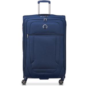 DELSEY PARIS Helium DLX Softside Expandable Luggage with Spinner Wheels, Navy Blue, Checked-Large 29 Inch