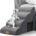 Topmart High Density Foam Dog Steps 4 Tiers, Extra Wide Deep Pet Steps, Non-Slip Dog Stairs Ramp for Bed ,Soft Foam Cat Ladde, Best for Older Injured, Older Pets, Cats with Joint Pain