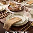 Famiware Saturn Dinnerware Sets, Plates and Bowls Sets for 4, 12 Pieces Stoneware Dish Set - Chip and Scratch Resistant, Microwave and Dishwasher Safe Tableware Set, Vanilla White with Rim