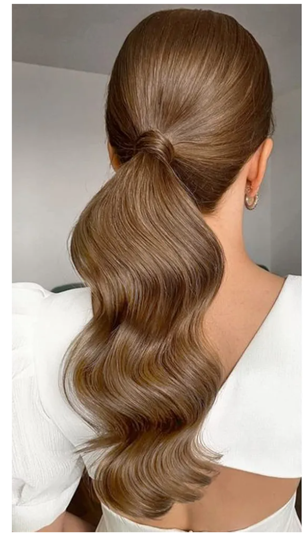 BARSDAR 34 Inch Long Braided Ponytail Extension with Hair Tie - Straight Sleek Wrap Around Brown Braided Ponytail Hair Extensions - Synthetic Pony Tails Hairpieces for Women - Medium Brown Mix Blonde