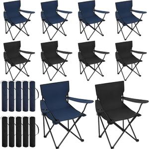 Huwena 10 Pack Folding Camping Chairs with Cup Holder and Carry Bags, Portable Outdoor Lawn Chairs Bulk for Picnic Party Backyard Events Beach Outdoor Activities, 19.7 X 19.7 X 31.5 Inches