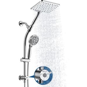 Rain Shower Head with Handheld High Pressure rainfall Shower Heads with Handheld Spray Combo,Premium Polished Chrome