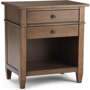 SIMPLIHOME Carlton SOLID WOOD 24 inch Wide Transitional Bedside Nightstand Table in Rustic Natural Aged Brown for the Living Room and Bedroom