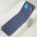 Bath Pillows for Tub Neck and Back Support,Full Body Bath Pillow-Ergonomic Shape with 10 Powerful Suction Cups - Cushioned Headrest for Neck and Back Support (Large, Navy)