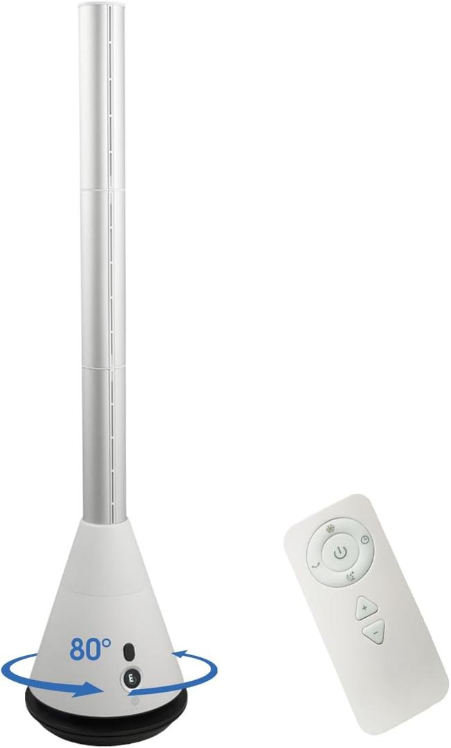 Bladeless Tower Fan with 9 Speeds, 80 Wide Oscillating Cooling Fan, Electric Standing Floor Fan with 8H Timer, Space-Saving Design for Bedroom Office